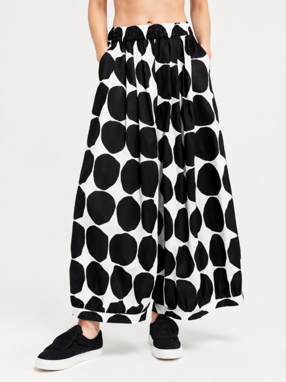 POLKA DOT ANKLE LENGTH WIDE LEG PANTS